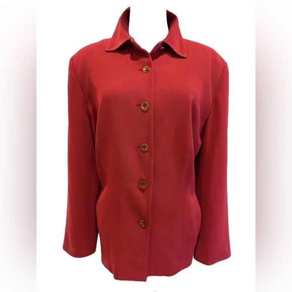 Valerie Stevens Jackets & Blazers - Y2K VALERIE STEVENS RUSSETT RED CREPE RELAXED FIT BLAZER LAGENLOOK PLUS SZ 16W